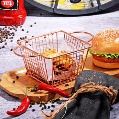 BAKIR METAL SUNUM SEPETİ/SÜZGEÇ 20X13CM