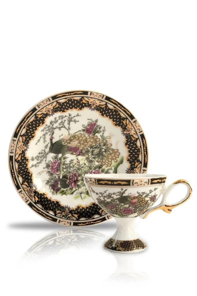 GEYŞA AYAKLI SİYAH TEK KİŞİLİK TÜRK KAHVESİ FİNCANI