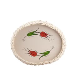 KIRMIZI DESENLİ HASIR TEPSİ 35X29CM