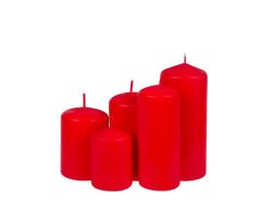KIRMIZI 5'Lİ KÜTÜK MUM SETİ 6x7-9-11-13-15 CM