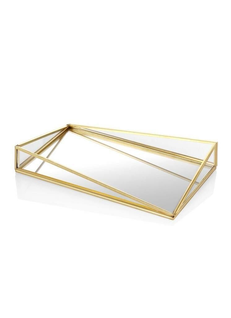 BRASS ALTIN AYNALI TEPSİ 33X20 CM