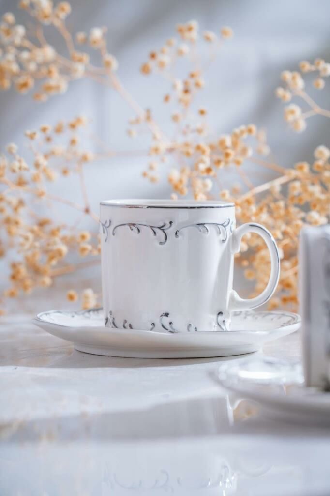 GÜMÜŞ İŞLEMELİ 6 KİŞİLİK TÜRK KAHVESİ FİNCANI