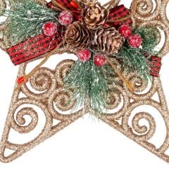 GOLD SİMLİ KOZALAKLI NOEL DEKOR 22CM