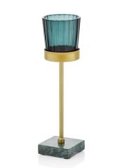 MAVİ ALTIN AYAKLI TEALIGHT MUMLUK 23CM