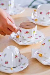 İNCİ ÇİÇEKLİ TEK KİŞİLİK TÜRK KAHVESİ FİNCANI