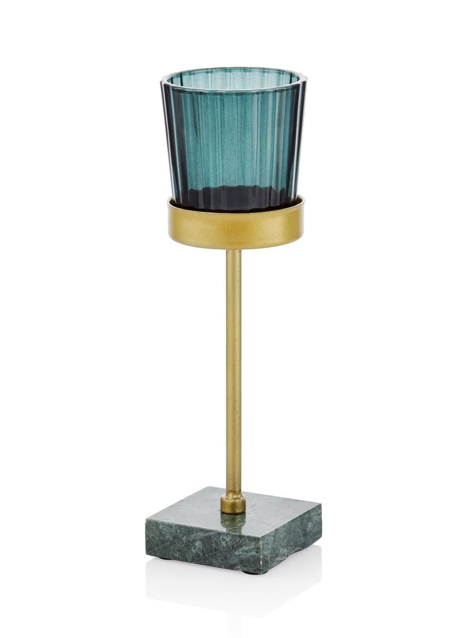 MAVİ ALTIN AYAKLI TEALIGHT MUMLUK 19CM