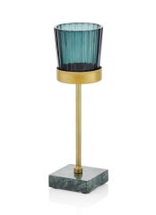 MAVİ ALTIN AYAKLI TEALIGHT MUMLUK 19CM