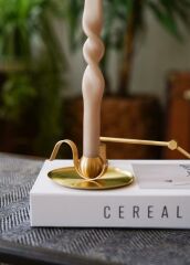 BRASS PİRİNÇ TEPSİLİ MUMLUK