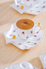 İNCİ ÇİÇEKLİ 6 KİŞİLİK TÜRK KAHVESİ FİNCANI