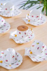 İNCİ ÇİÇEKLİ 6 KİŞİLİK TÜRK KAHVESİ FİNCANI