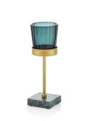 MAVİ ALTIN AYAKLI TEALIGHT MUMLUK 16CM