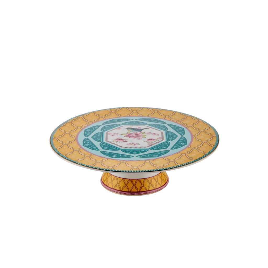 QUSH SARI AYAKLI KEK SERVİS TABAK 28X8CM