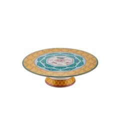 QUSH SARI AYAKLI KEK SERVİS TABAK 28X8CM