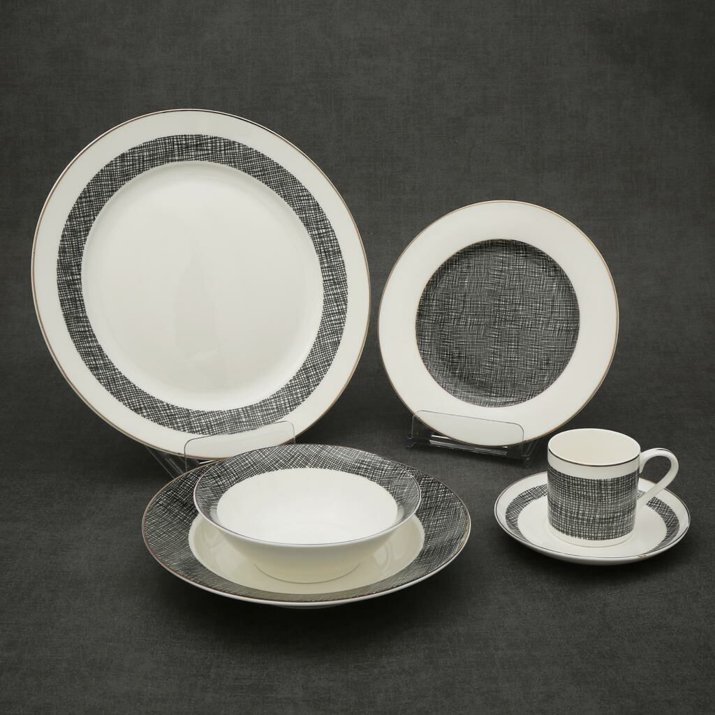 GRİ DESEN 6 KİŞİLİK 24 PARÇA YEMEK TAKIMI
