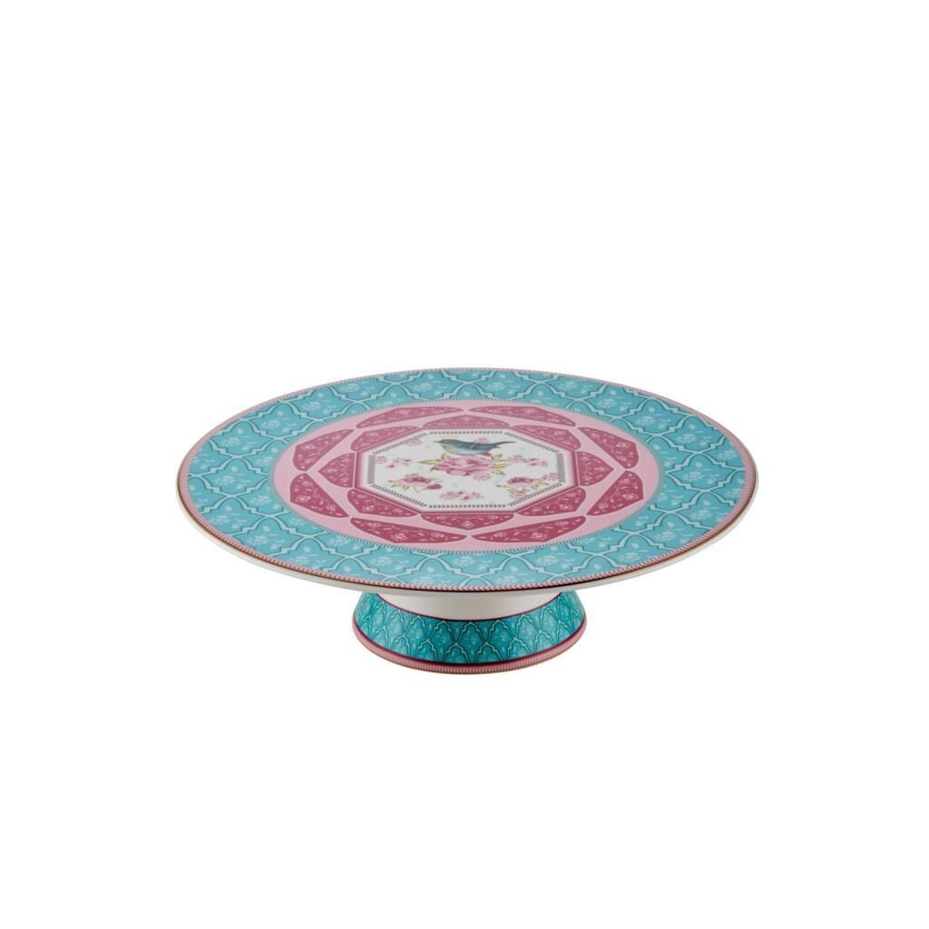 QUSH MAVİ AYAKLI KEK SERVİS TABAK 28X8CM