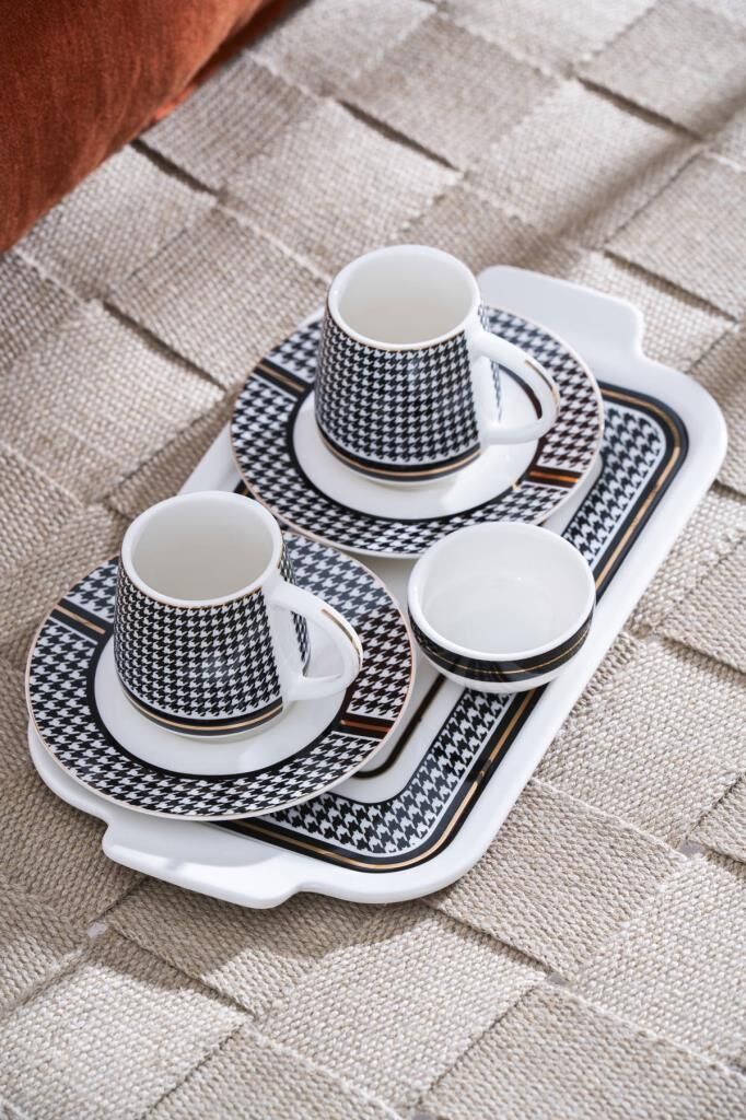 RENZO 2 KİŞİLİK TEPSİLİ TÜRK KAHVESİ FİNCANI