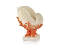 SEDEF KAİDELİ MERCAN ÜZERİNDE DENİZ KABUĞU DEKOR 28CM