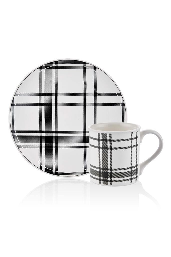 SQUARE SİYAH KUPA VE PASTA TABAĞI SET