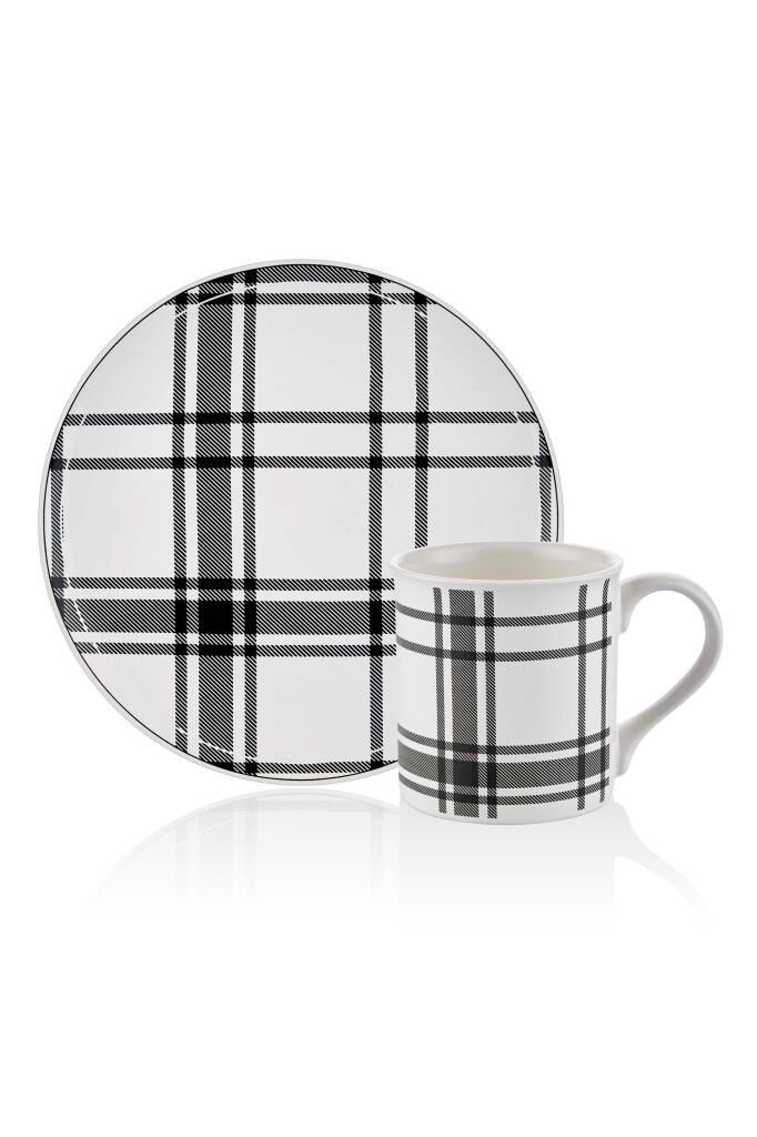 SQUARE SİYAH KUPA VE PASTA TABAĞI SET