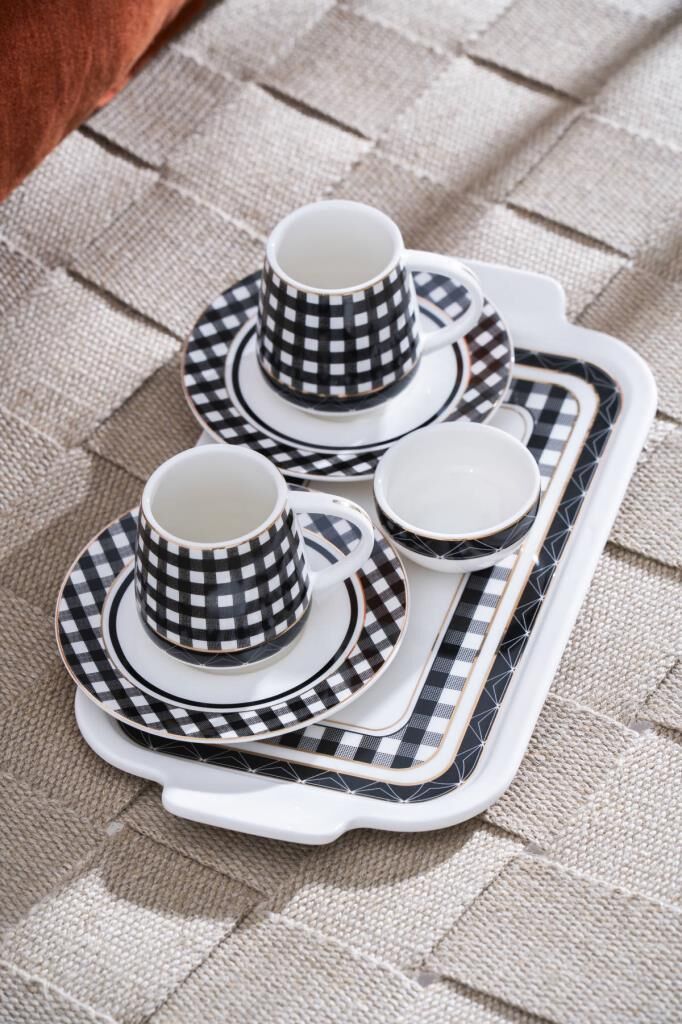 ALMOND 2 KİŞİLİK TEPSİLİ TÜRK KAHVESİ FİNCANI