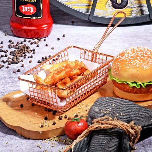 BAKIR METAL SUNUM SEPETİ/SÜZGEÇ 26X10CM