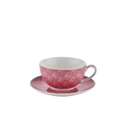 QUSH PEMBE BİTKİ ÇAYI DEMLİĞİ VE ÇAY FİNCANI