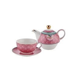 QUSH PEMBE BİTKİ ÇAYI DEMLİĞİ VE ÇAY FİNCANI