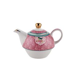 QUSH PEMBE BİTKİ ÇAYI DEMLİĞİ VE ÇAY FİNCANI