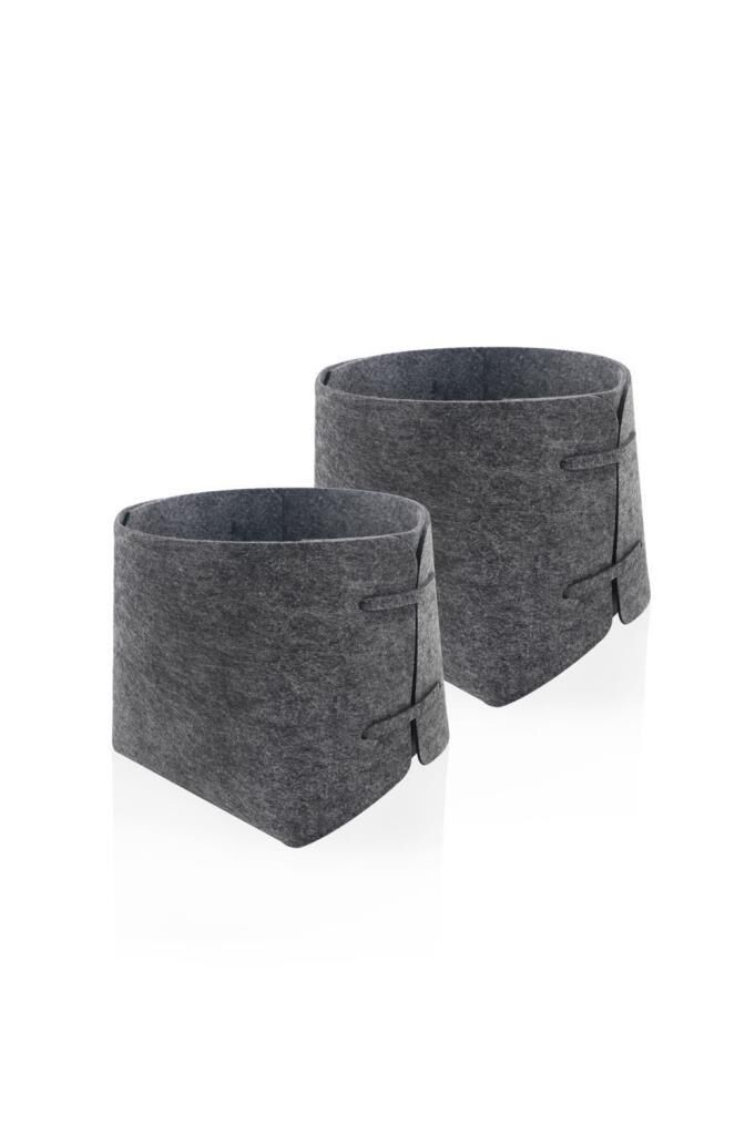 KOYU GRİ 2'Lİ KEÇE ORGANİZER 17X16X16CM