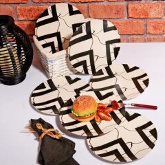 SİYAH DESENLİ SERVİS TABAK 6'LI