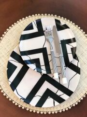 SİYAH DESENLİ SERVİS TABAK 6'LI