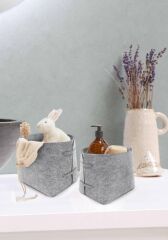 AÇIK GRİ 2'Lİ KEÇE ORGANİZER 17X16X16CM
