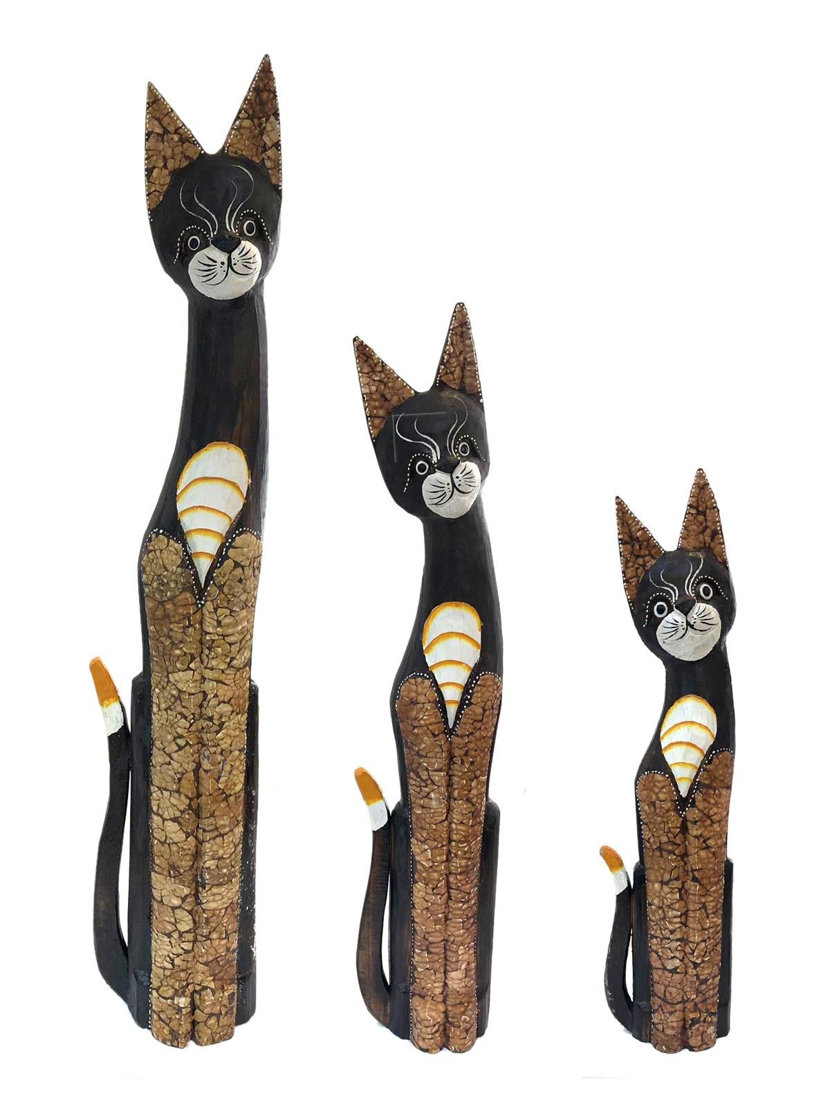3'LÜ KREM KAHVE KEDİ DEKOR 100cm
