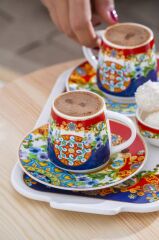 PİENZA 2 KİŞİLİK TEPSİLİ TÜRK KAHVESİ FİNCANI