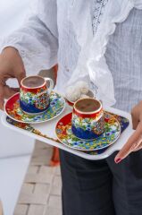 PİENZA 2 KİŞİLİK TEPSİLİ TÜRK KAHVESİ FİNCANI