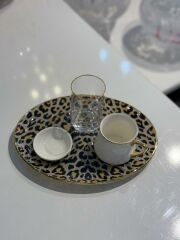 LEOPAR SOMON OVAL 4 PARÇA KAHVE SETİ