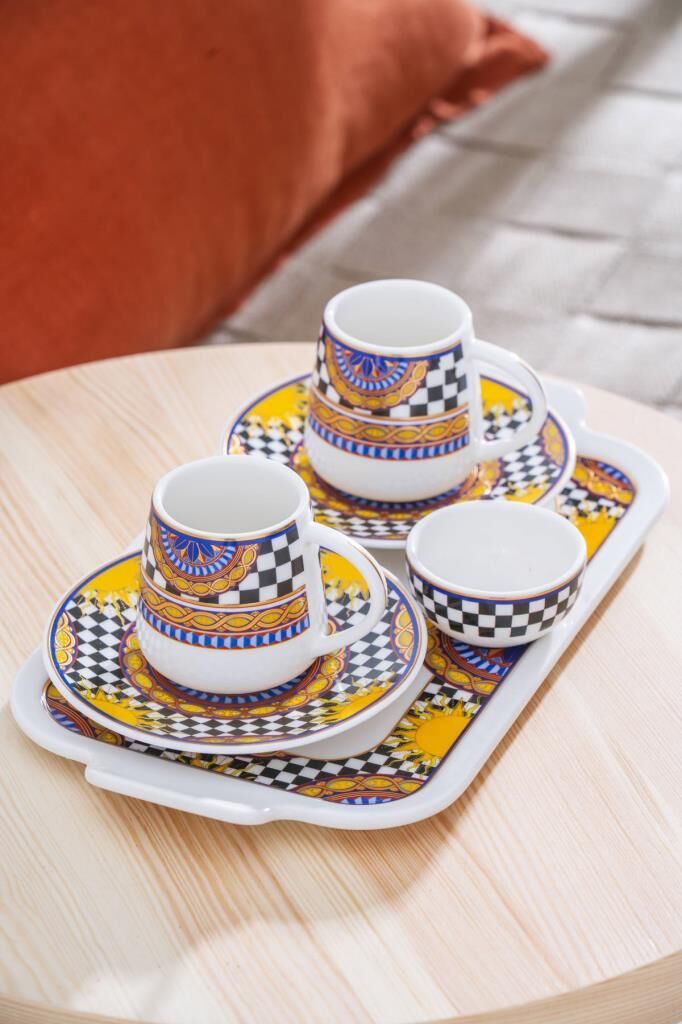 TRİANNA 2 KİŞİLİK TEPSİLİ TÜRK KAHVESİ FİNCANI