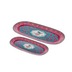 QUSH PEMBE 2'Lİ KAYIK TABAK 34-26CM