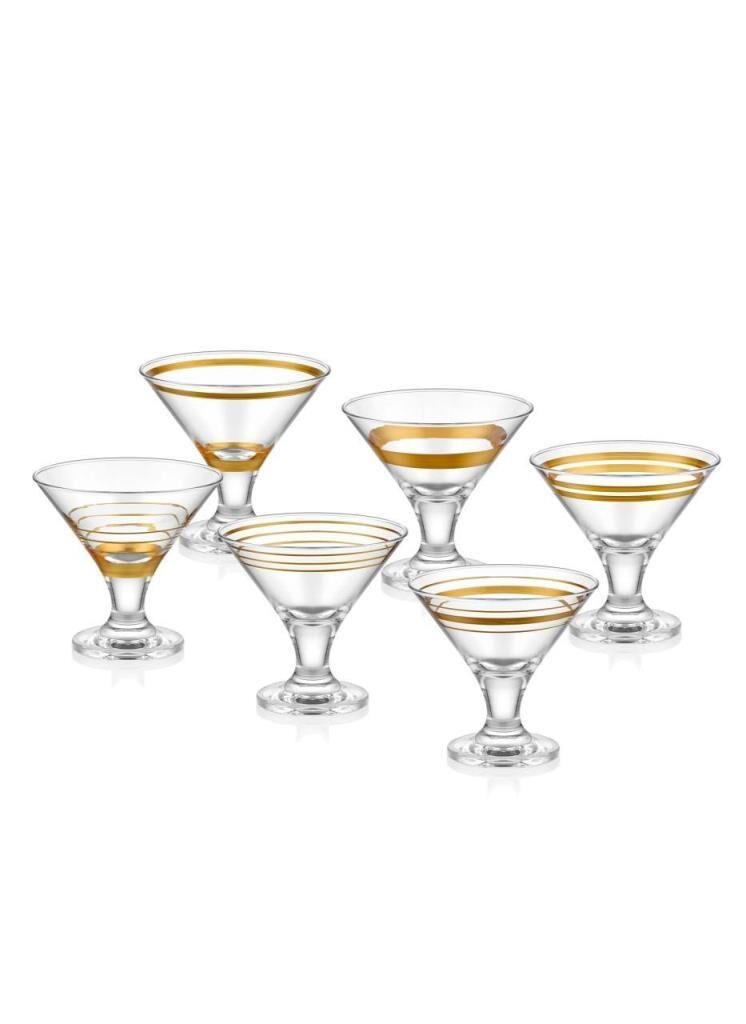 ALTIN ÇİZGİLİ 6'LI DONDURMALIK/KASE