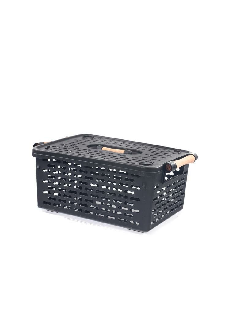 KOYU GRİ KAPAKLI DÜZENLEYİCİ SEPET 30X20X13CM