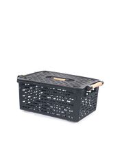 KOYU GRİ KAPAKLI DÜZENLEYİCİ SEPET 30X20X13CM