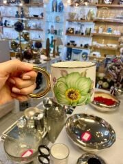 YEŞİL FLOWER 2'Lİ PORSELEN KUPA