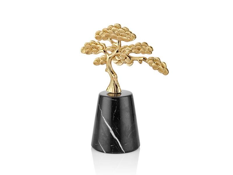 EVZA MERMER SİYAH ALTIN KONİK BULUTLU AĞAÇ DEKOR 22CM
