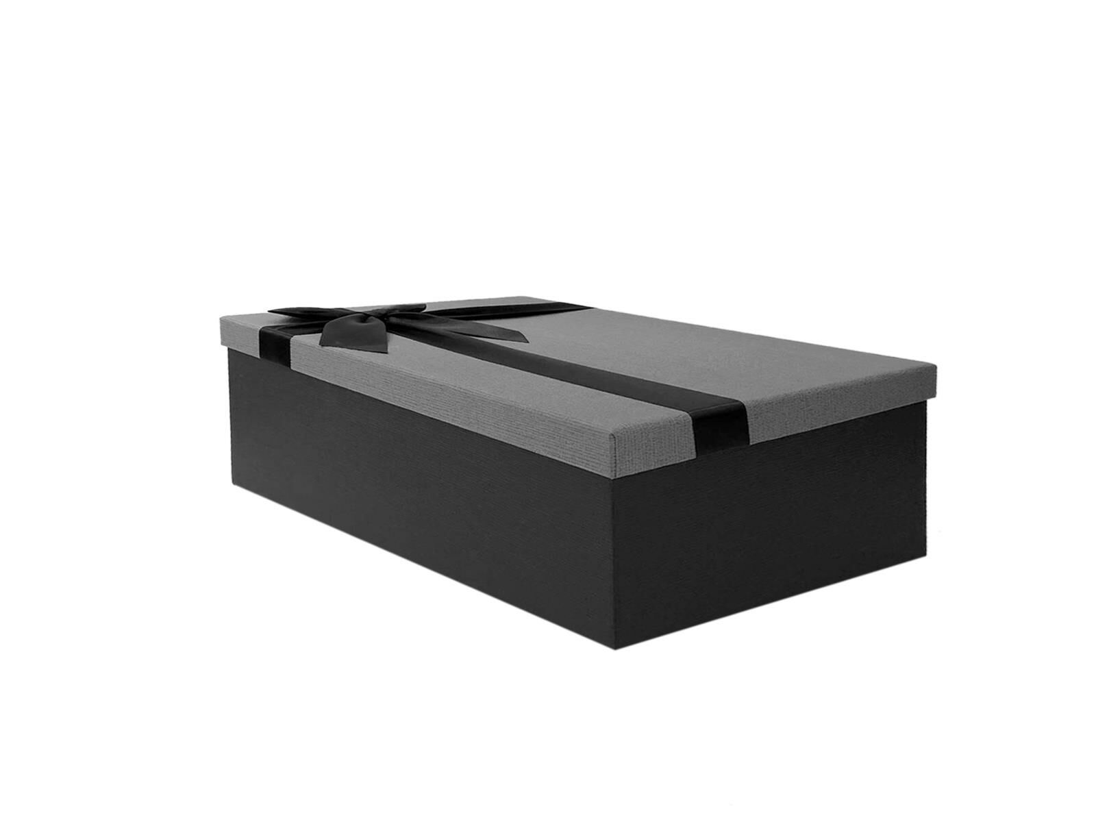 SİYAH GRİ FİYONKLU KUTU 30CM
