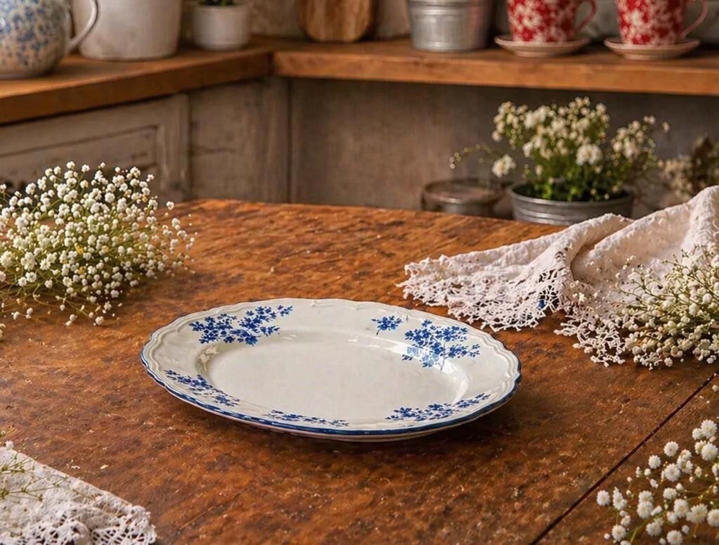 VINTAGE GARDEN TEKLİ OVAL TABAK 21X14CM