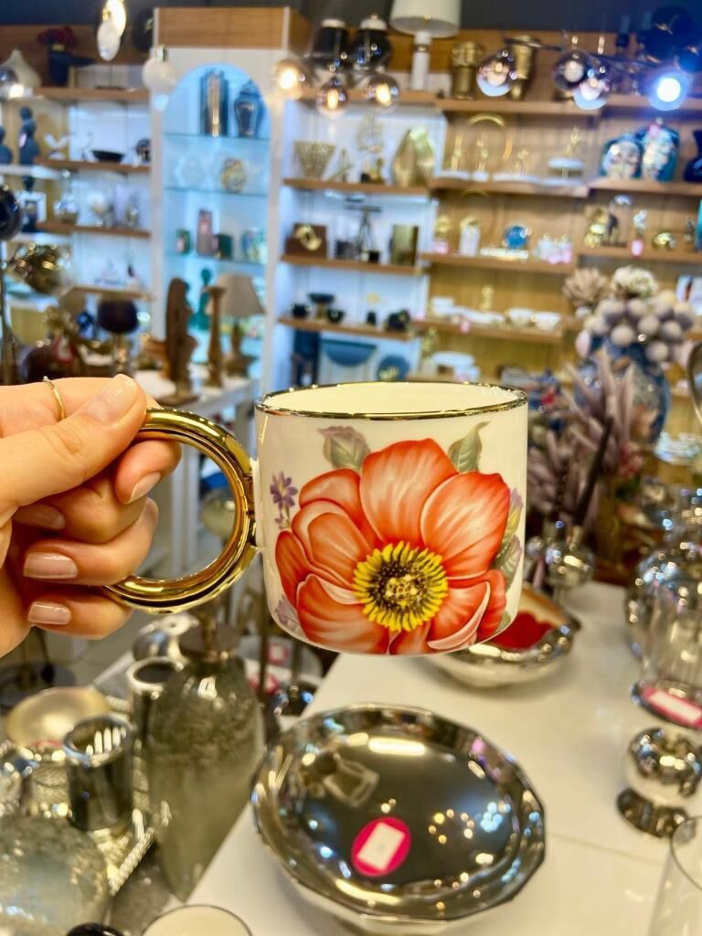 KIRMIZI FLOWER 2'Lİ PORSELEN KUPA