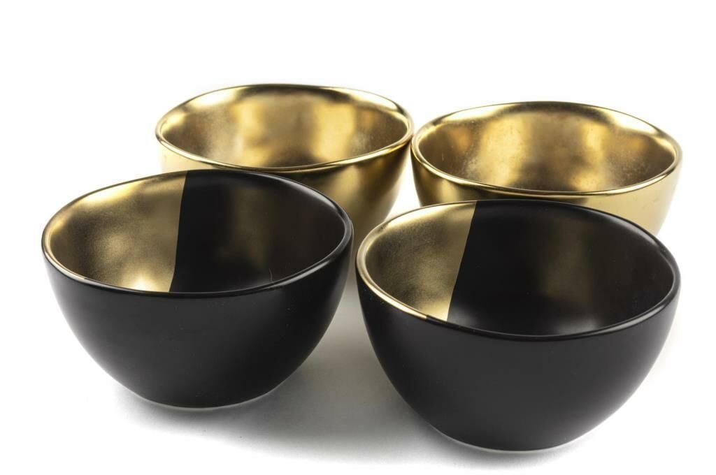 SİYAH GOLD PORSELEN 4'LÜ ÇEREZ SETİ 10CM