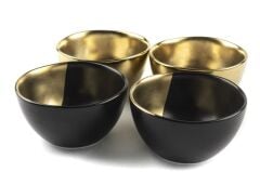 SİYAH GOLD PORSELEN 4'LÜ ÇEREZ SETİ 10CM