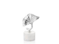 EVZA MERMER BEYAZ GÜMÜŞ GINKGO KAİDELİ DEKOR 21CM