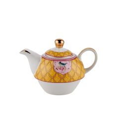QUSH SARI BİTKİ ÇAYI DEMLİĞİ VE ÇAY FİNCANI
